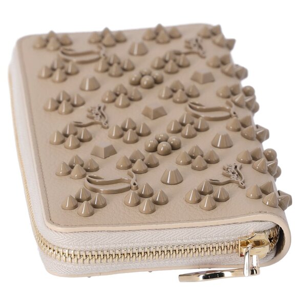 Christian Louboutin Panettone Studded Zip Around Wallet Beige 3175224 Leather - Picture 3 of 5